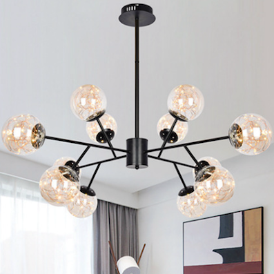 Đèn Chùm 12 quả cầu thuỷ tinh led dây ĐT-DZ6/12 Ø1100xH800