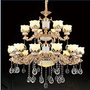 Đèn Chùm Pha Lê 2 tầng 18 chao đá vàng 6062/12+6 Ø1000xH980