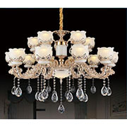 Đèn Chùm Pha Lê 2 tầng 15 chao đá vàng 6062/10+5 Ø950xH680