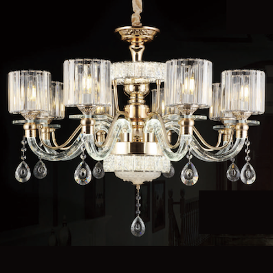 Đèn Chùm 8 chụp pha lê tròn 8612/8 Ø810xH630