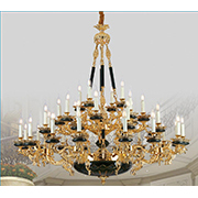 Đèn Chùm 36 ngọn nến cổ điển chao đá ngọc đường kính 1,4 mét 6620-16+8+8+4