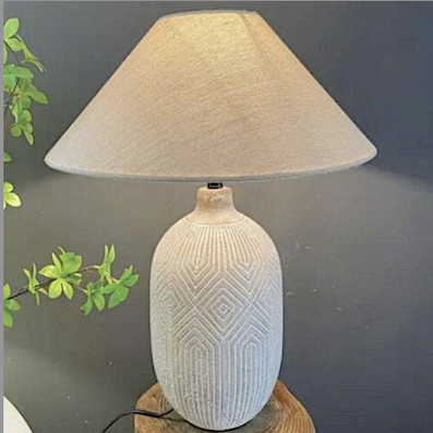 Đèn Bàn thân bằng gốm sứ chao vải trắng ngà dùng đọc sách đầu giường DB-0523