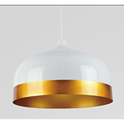 Đèn Thả Bàn Ăn lồng chụp sắt thân trắng viền vàng đồng LS5021 Ø320xH1000