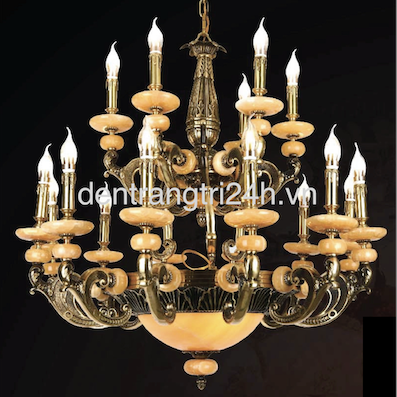 Đèn Chùm đồng nguyên chất cổ điển 18 ngọn nến CĐ-2060/18 Ø930xH950