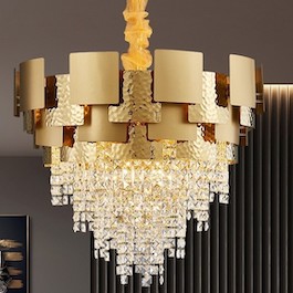 Đèn Chùm Pha Lê tròn viền vàng đường kính 80cm TPL88990T800