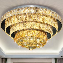 Đèn ốp trần mâm Pha Lê tròn led 3 màu đường kính 55cm OTPL61157