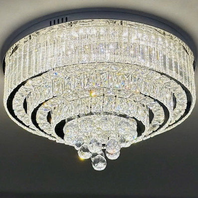 Đèn Mâm Pha Lê tròn led 3 màu đường kính 60cm OTPL81068T600 Ø600xH170