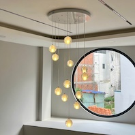 Đèn Thả 12 quả cầu thuỷ tinh giọt nước THD02T12 Ø600