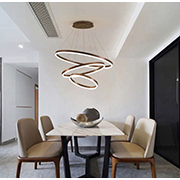 Đèn Thả 3 vòng tròn led màu nâu THD7051T3 Ø400-600-800xH2000
