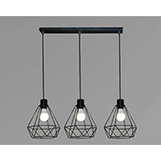 Đèn Thả Bàn Ăn 3 lồng sắt đenTCF31T3