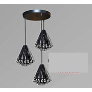 Đèn Thả Bàn Ăn 3 lồng sắt đen TCF17T3