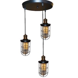 Đèn Thả Bàn Ăn 3 lồng sắt TCF70T3