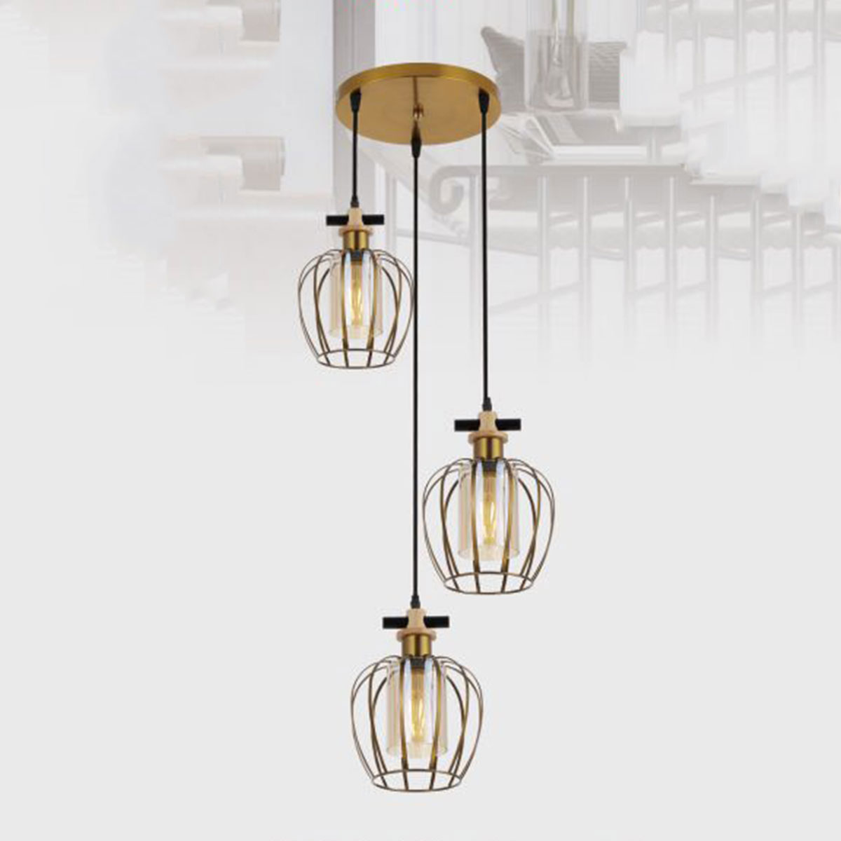 Đèn Thả Bàn Ăn KP9 DY4057/3 GAB Ø320xH1000