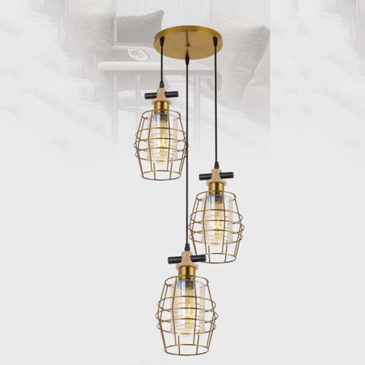 Đèn Thả Bàn Ăn KP9 DY4059/3 GAB Ø320xH1000