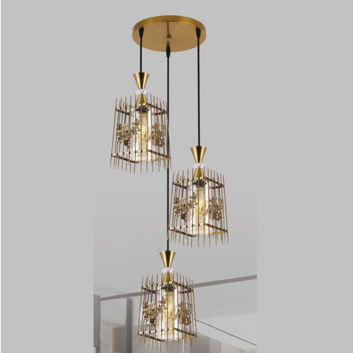 Đèn Thả Bàn Ăn KP9 DY4028/3 GAB Ø320xH1000