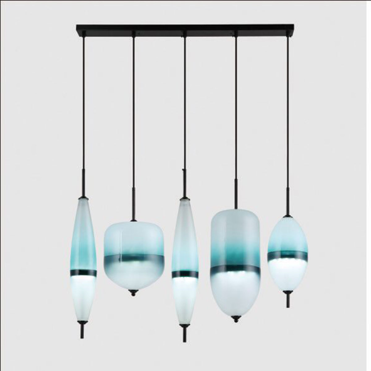 Đèn Thả 5 chao thủy tinh KP9 DY4123 Ø1250xH1000