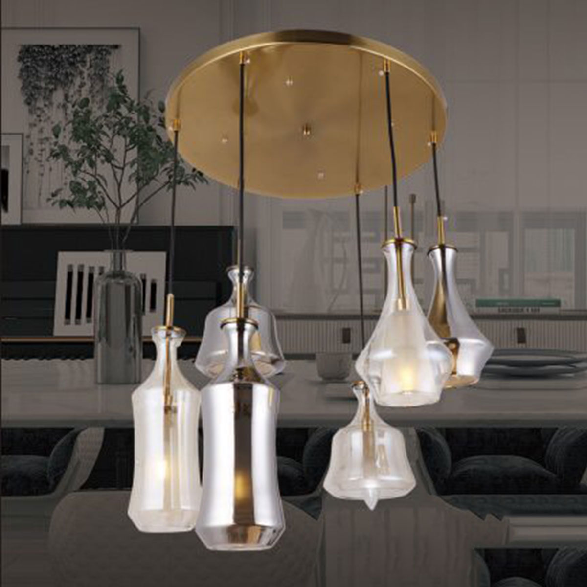 Đèn Thả Bàn Ăn KP9 DY4108/6 Ø500xH1500