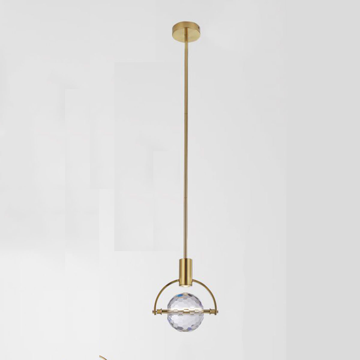 Đèn thả đơn viên kim cương (cầu thuỷ tinh) tròn DY4141 Ø200xH1000