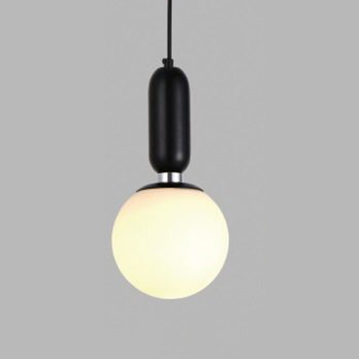 Đèn thả đơn thân đèn quả cầu thuỷ tinh trắng đục đường kính 15cm D6733 BK