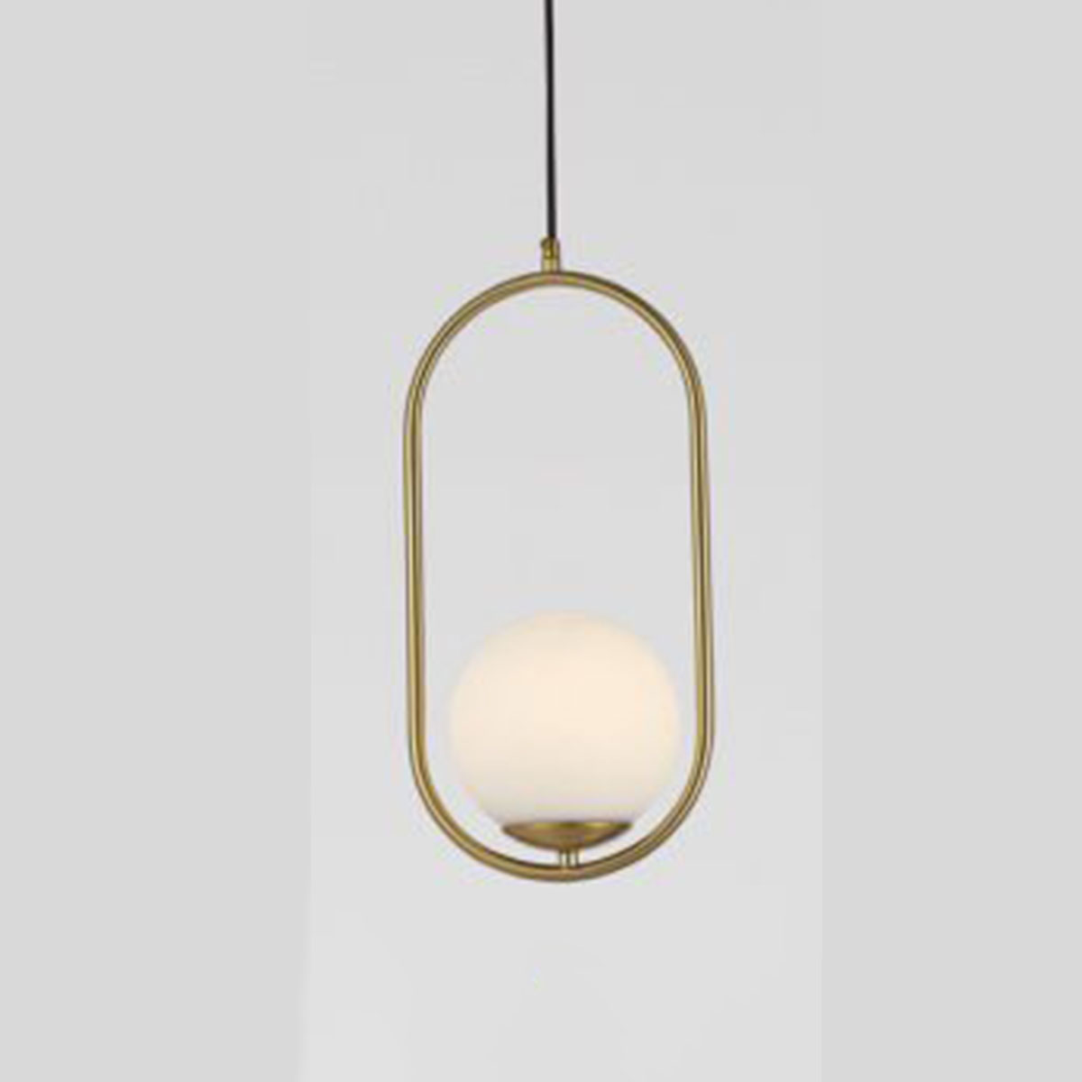 Đèn Thả đơn quả cầu thuỷ tinh trong hình oval vàng D7014 GD Ø200xH430