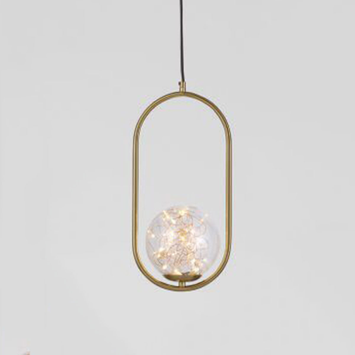 Đèn Thả Bàn Ăn cầu thuỷ tinh led dây D5807 Ø200xH400