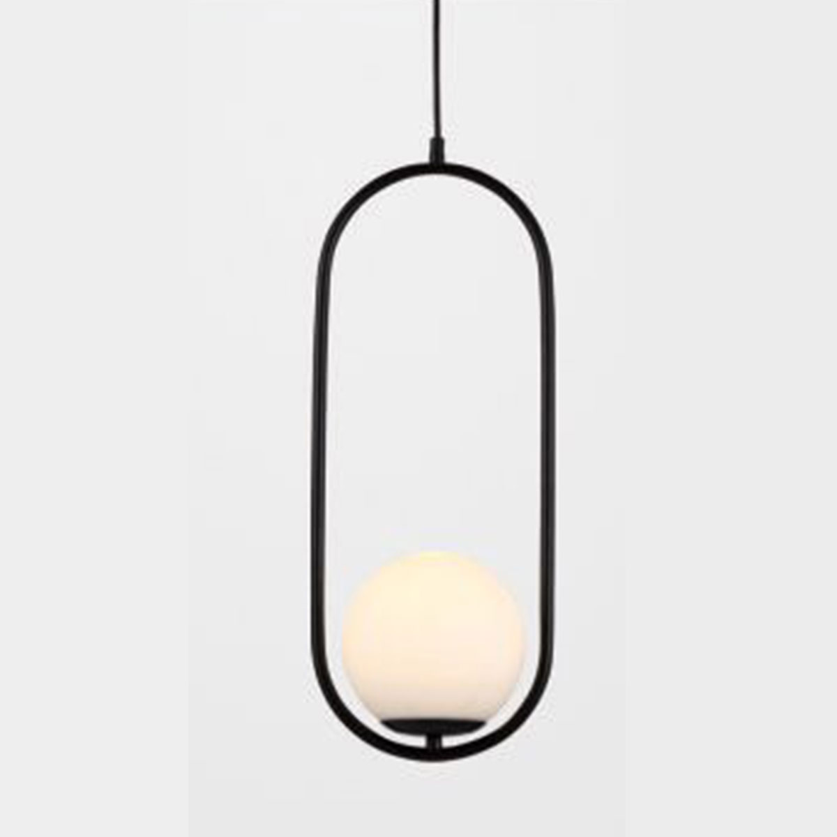 Đèn Thả đơn quả cầu thuỷ tinh trong hình oval đen cao 53cm D7011 BK Ø200