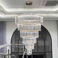 Đèn Thả thông tầng led 6 vòng Pha Lê led đường kính 1.2 mét x dài 2 mét TPL20