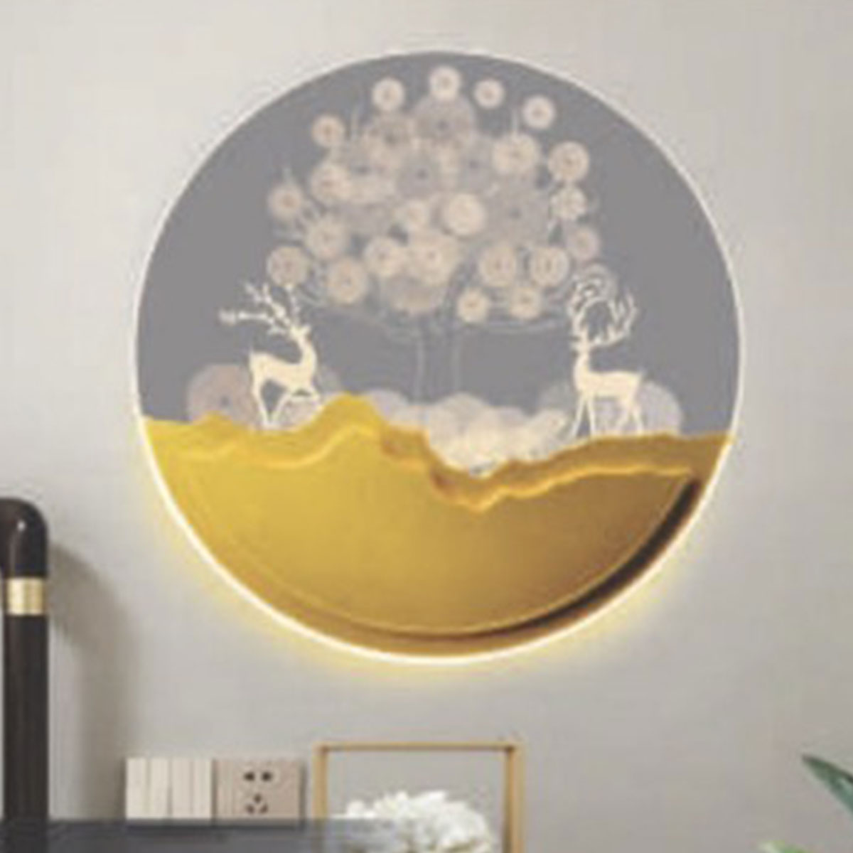 Đèn gắn tường led tròn 3 chế độ màu đường kính 24cm VL-946/GD Ø240