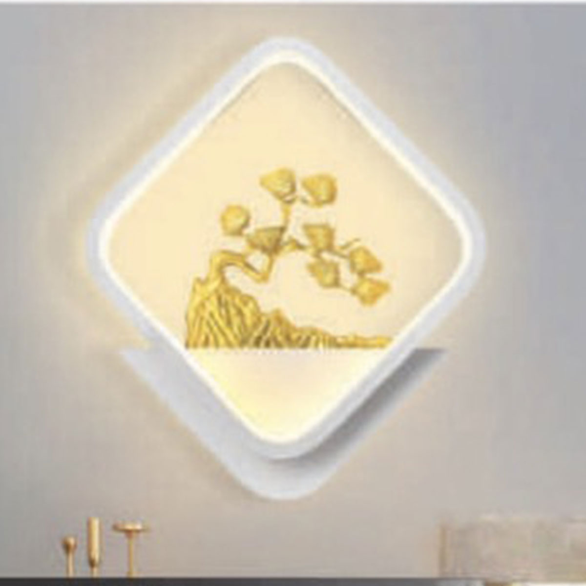 Đèn gắn tường led hình thoi có cây cổ thụ  VL-988 L250xH280