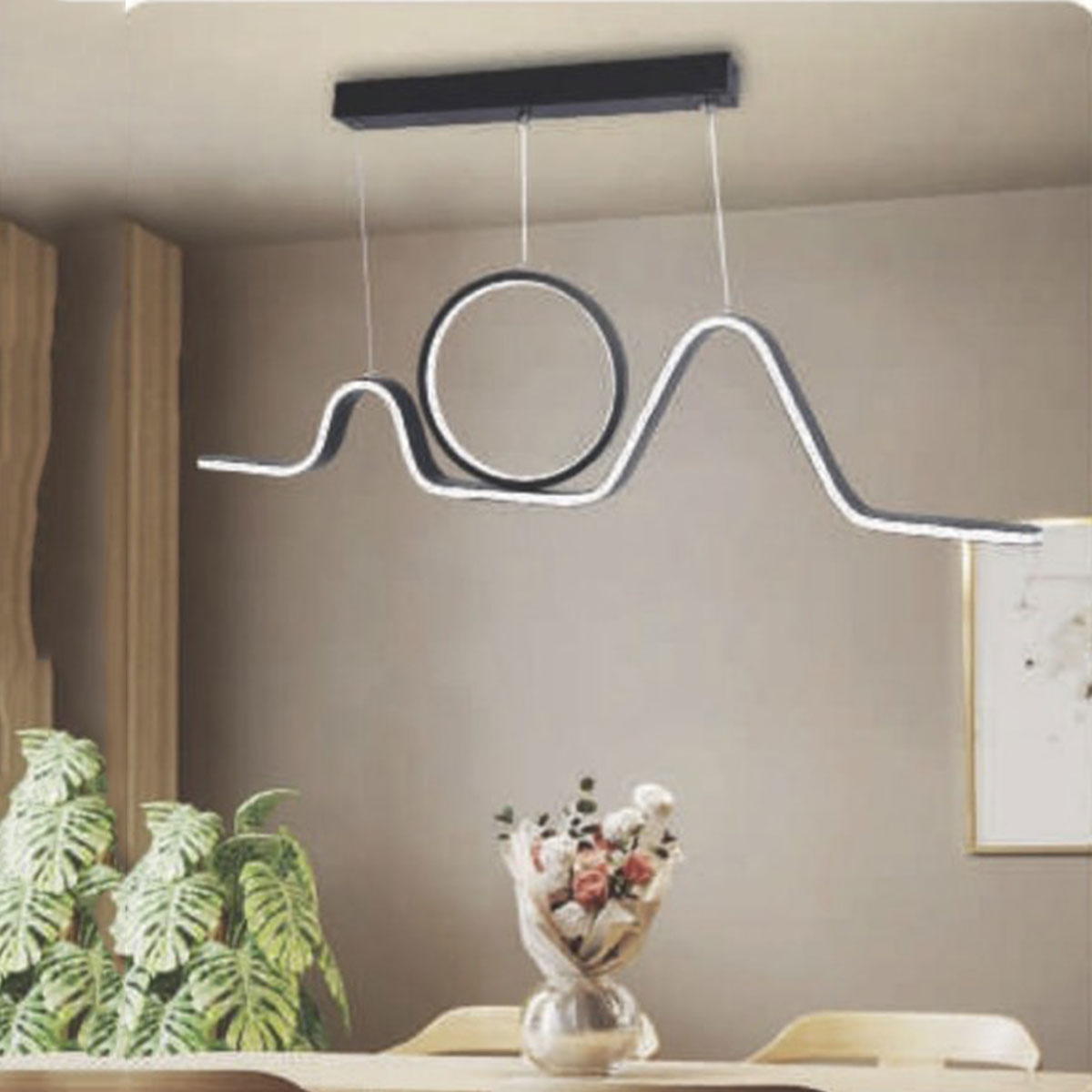Đèn Thả led ngang uốn lượn TL-3203/900 BK L900xH1200