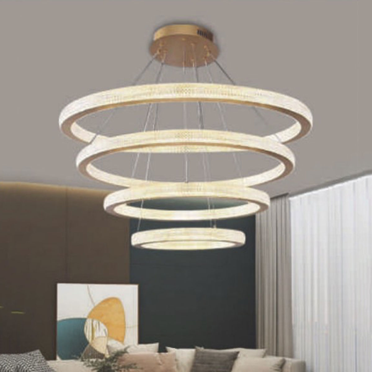 Đèn Thả 4 vòng tròn led  3 màu TL-8465/4 Ø400-600-800-1000