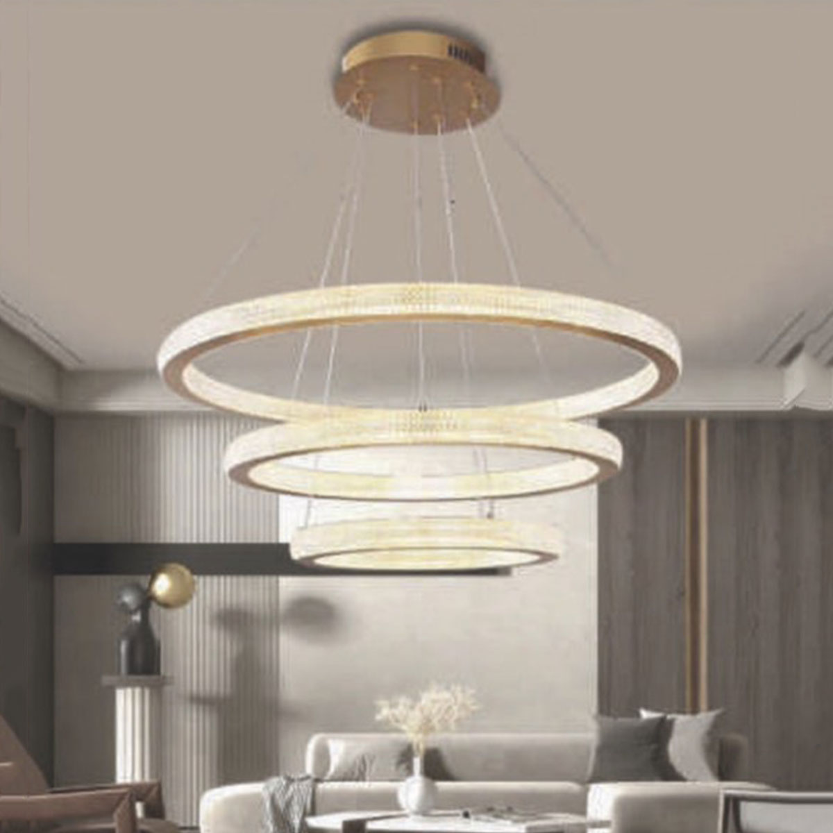 Đèn Thả 3 vòng tròn led 3 màu TL-8465/3 Ø400-600-800