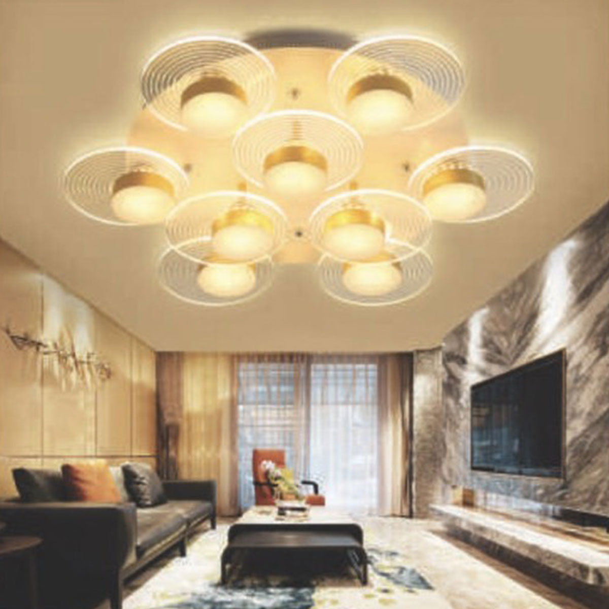 Đèn áp trần LED 9 vòng tròn ML-7702/9 Ø700