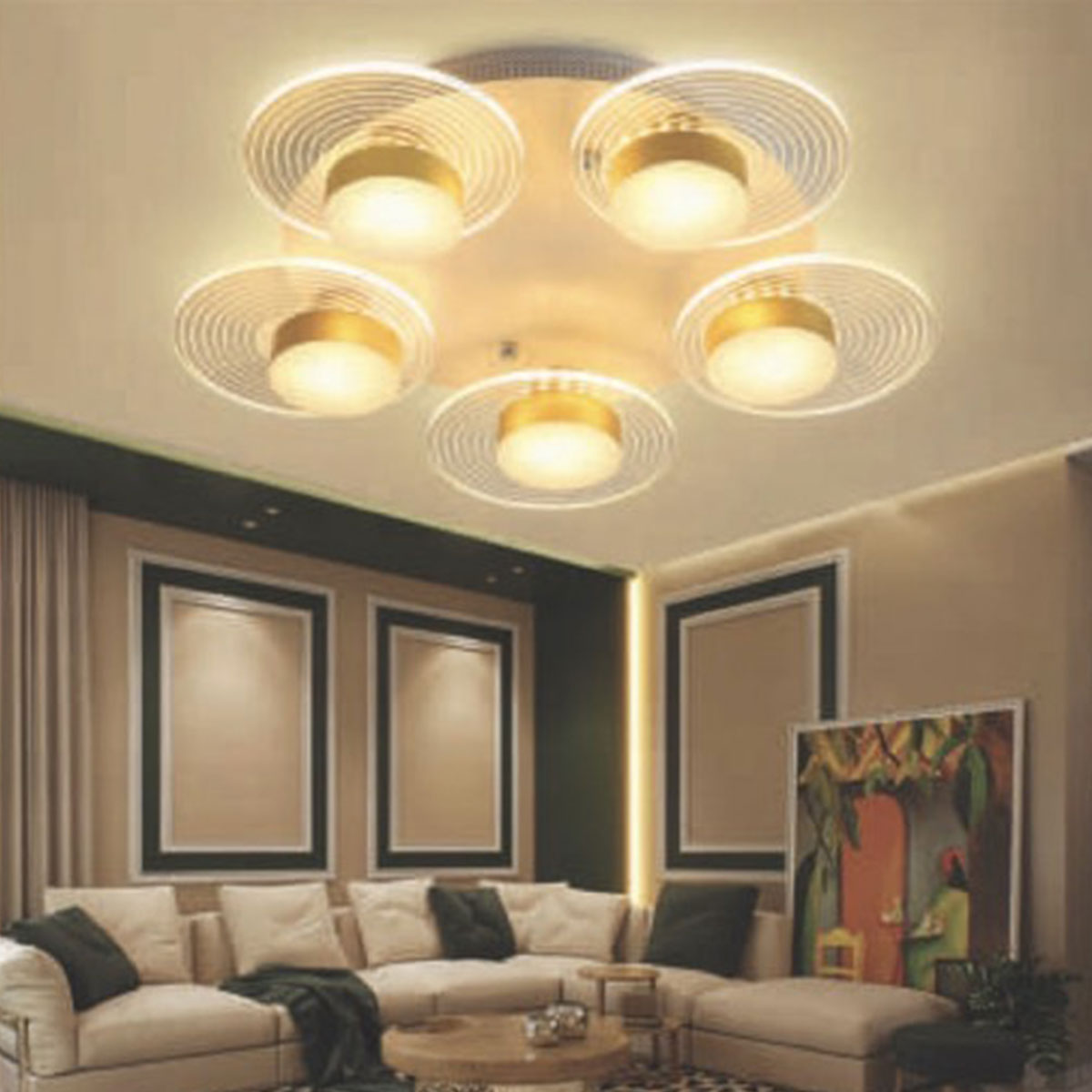 Đèn áp trần LED 5 vòng tròn ML-7702/5 Ø600