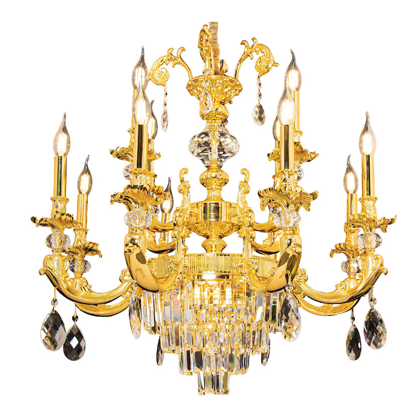 Đèn Chùm Pha Lê K9 cao cấp 12 ngọn nến CNQT-223 Ø830xC1000