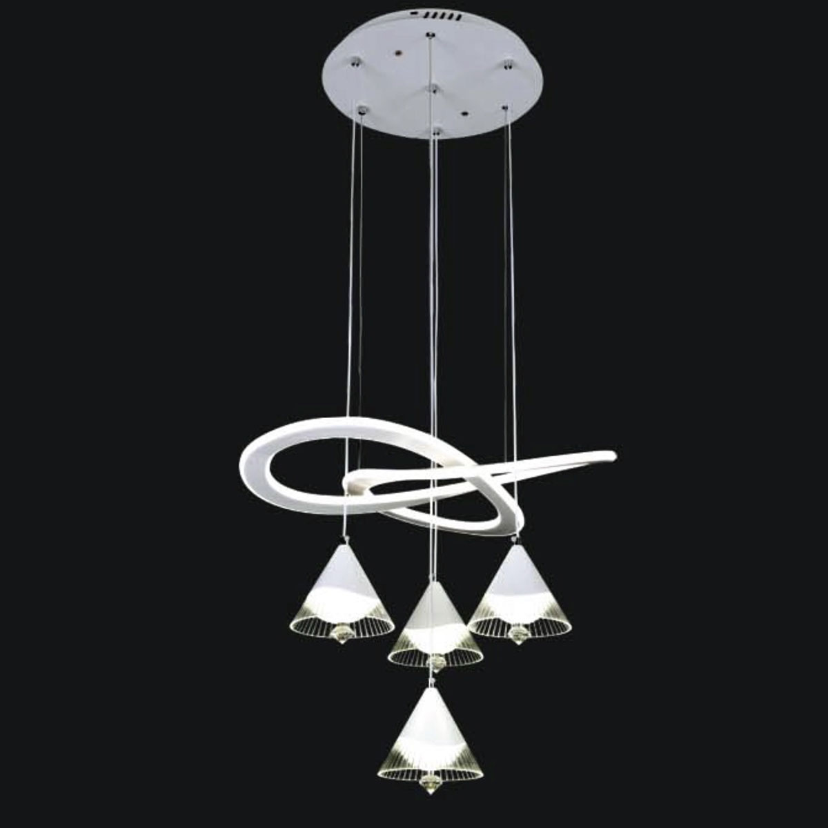 Đèn Thả led nghệ thuật +4 đèn thả T-889/4+1 Ø350xH1200