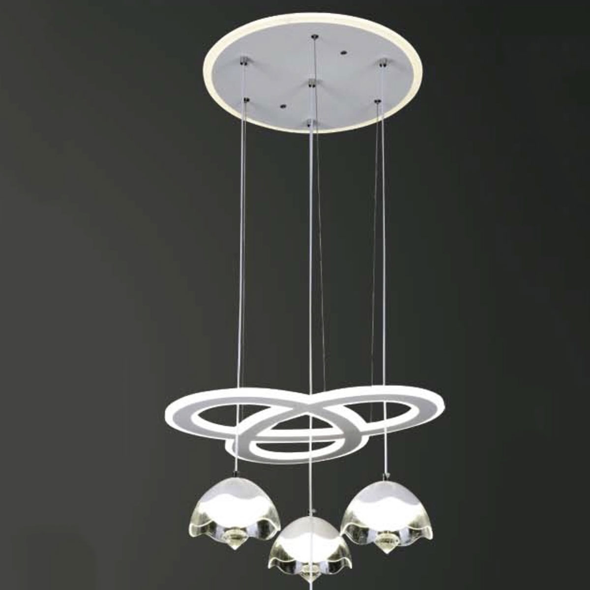 Đèn Thả led vòng led xoắn và 4 đèn thả led 3 màu T-883/4+1 Ø380xH1200