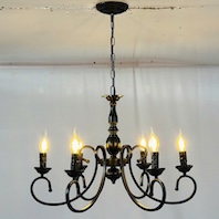 Đèn Chùm 6 ngọn nến thân đen phong cách tân cổ điển, indochine đường kính 65cm DC54