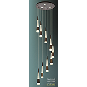 Đèn Thả Thông Tầng 9 ống pha lê loa led vàng TL 6319/9 Ø400xH2000