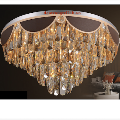 Đèn mâm pha lê tròn 3 chế độ sáng ML 7016 Ø600xH380