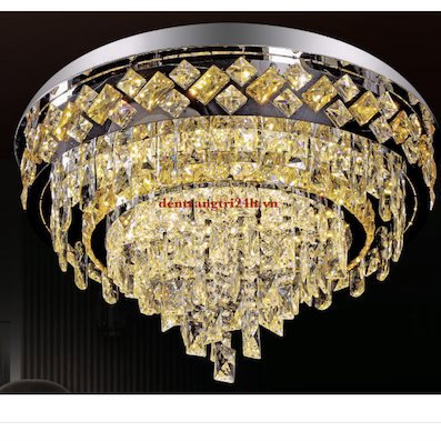 Đèn mâm pha lê tròn 3 chế độ sáng đường kính 60cm ML 7001/600 Ø600xH390
