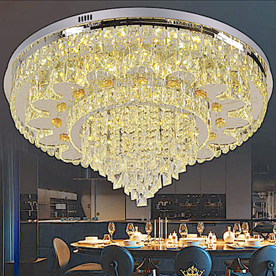 Đèn Mâm Pha Lê tròn đường kính 80cm led 3 màu 200W ML 7065/800 Ø800xH410