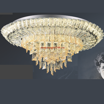 Đèn mâm pha lê tròn 3 chế độ sáng đường kính 65cm ML 3676 Ø650x460xH310