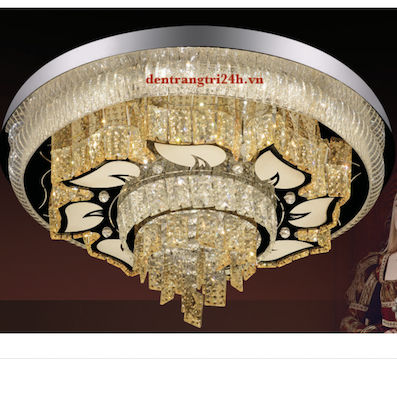 Đèn mâm pha lê tròn 3 chế độ sáng đường kính 60cm ML 7009/600 Ø600xH300