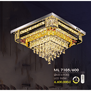Đèn mâm pha lê vuông 3 chế độ sáng ML 7105/600 600xH360