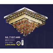 Đèn mâm pha lê vuông 3 chế độ sáng ML 7107/600 600xH410