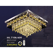 Đèn mâm pha lê vuông 3 chế độ sáng ML 7108/600 600xH390