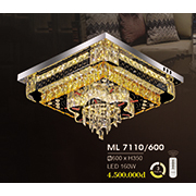 Đèn mâm pha lê vuông 3 chế độ sáng ML 7110/600 600xH350