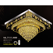 Đèn mâm pha lê vuông 3 chế độ sáng ML 7111/800 800xH470
