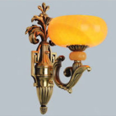 Đèn gắn tường bằng đồng chao đá vàng tự nhiên cổ điển VĐ 1274/1 L200xH400